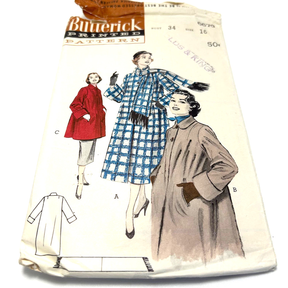 Butterick Vintage Pattern #6679 Misses Casual Coat and Stole Size 16